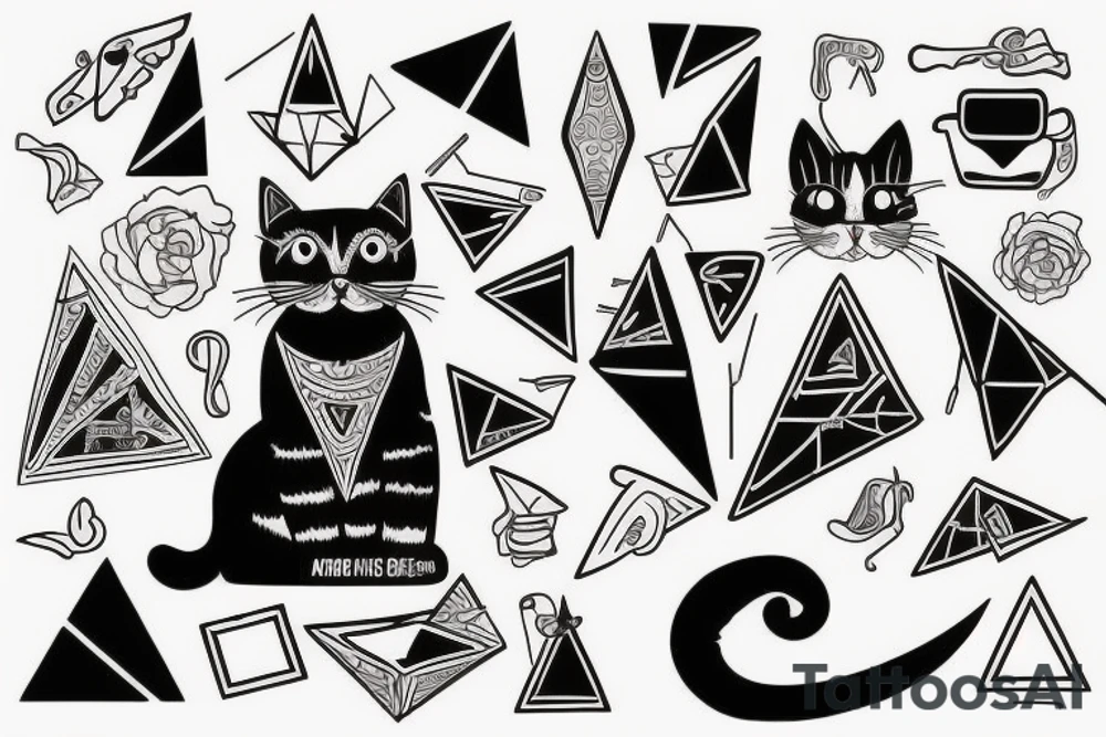 Cat in triangle tattoo idea