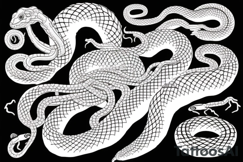 A coiled snake or lizard biting its own tail tattoo idea