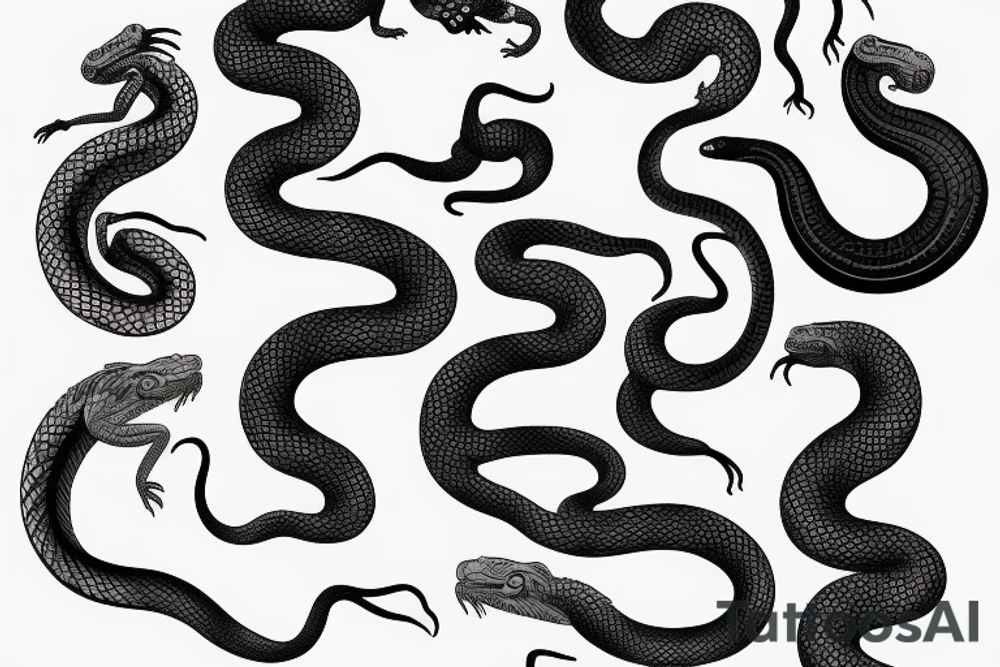 A coiled snake or lizard biting its own tail tattoo idea