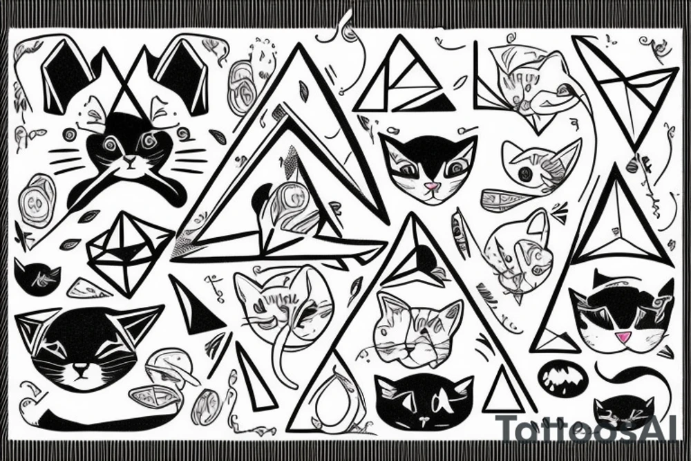 Cat in triangle tattoo idea