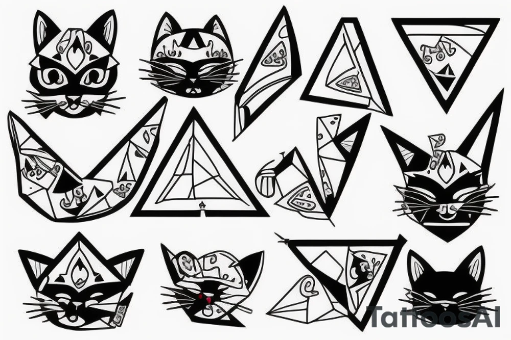 Cat in triangle tattoo idea