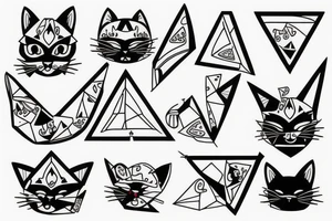 Cat in triangle tattoo idea