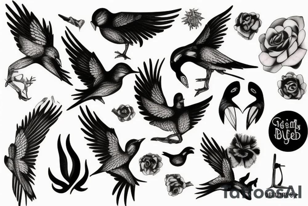 dead bird tattoo idea
