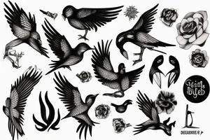 dead bird tattoo idea