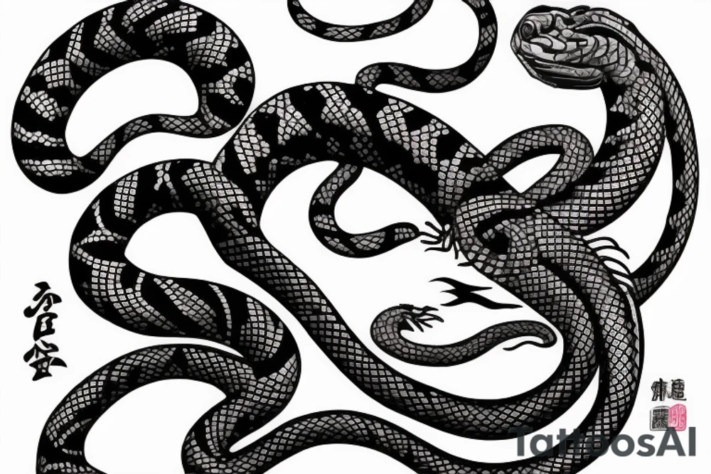 A coiled snake or lizard biting its own tail tattoo idea
