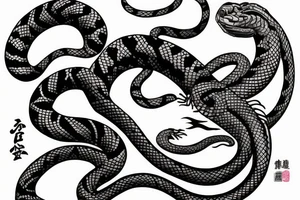 A coiled snake or lizard biting its own tail tattoo idea