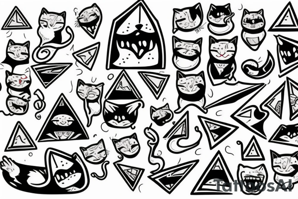 fat cat screaming in triangle tattoo idea