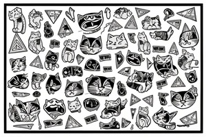 fat cat screaming in triangle tattoo idea