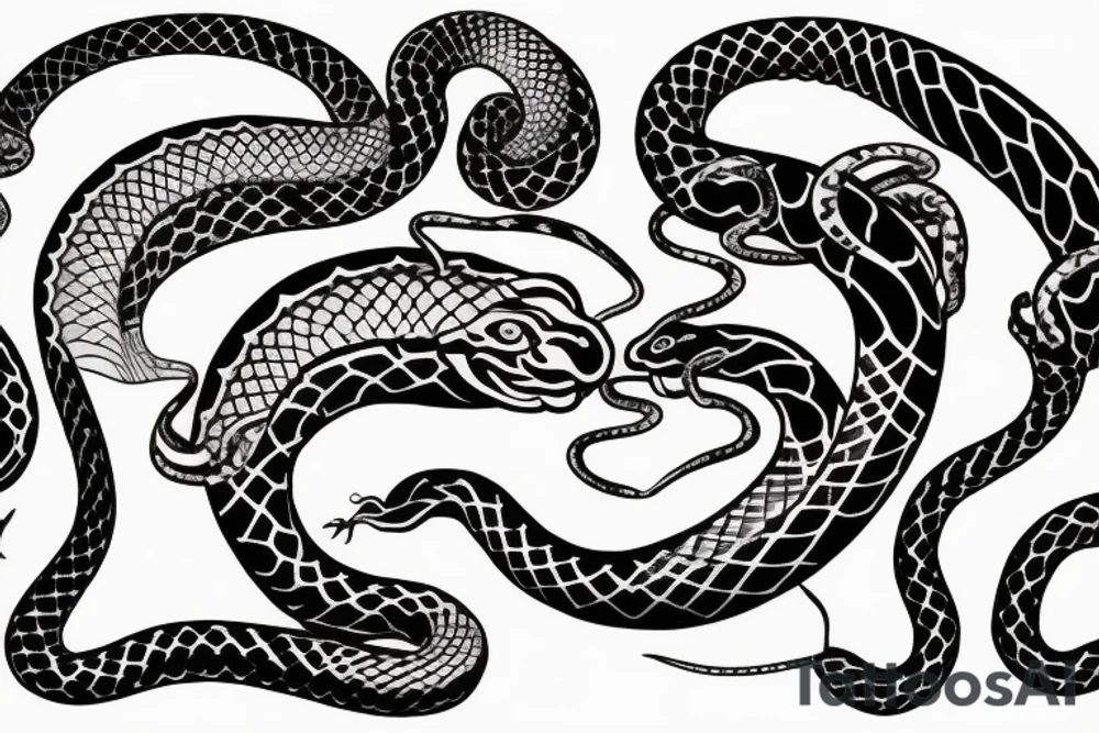 A coiled snake or lizard biting its own tail tattoo idea