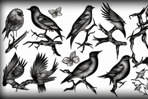 dead bird tattoo idea