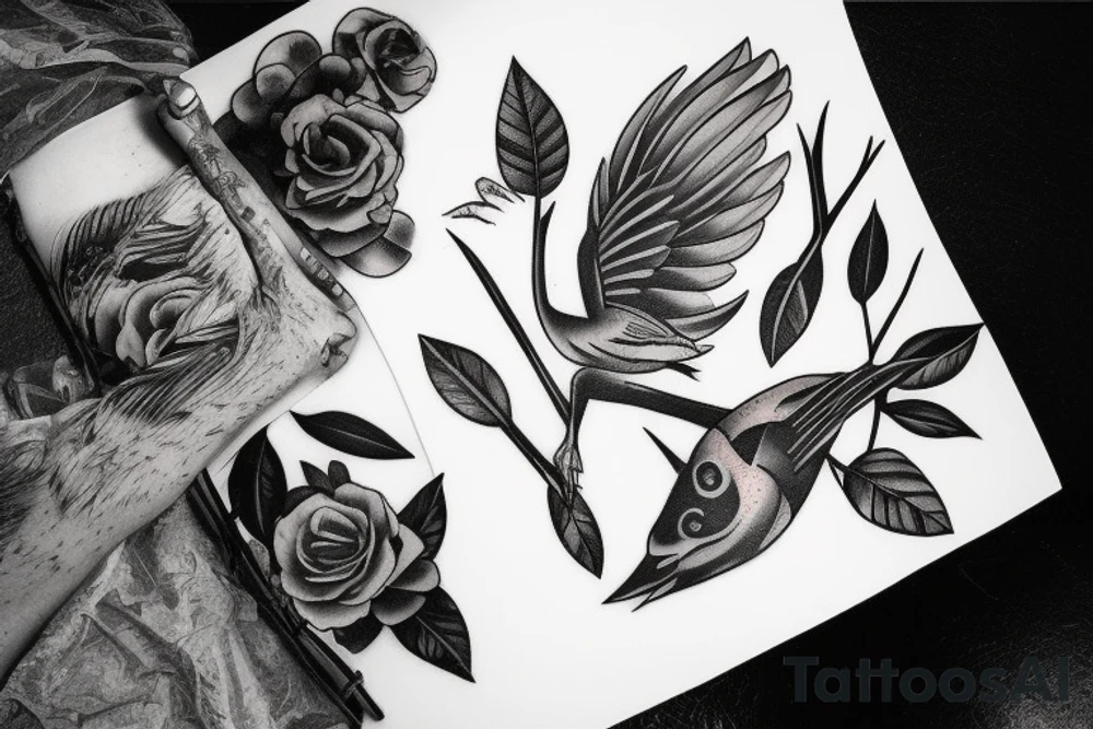 dead bird tattoo idea