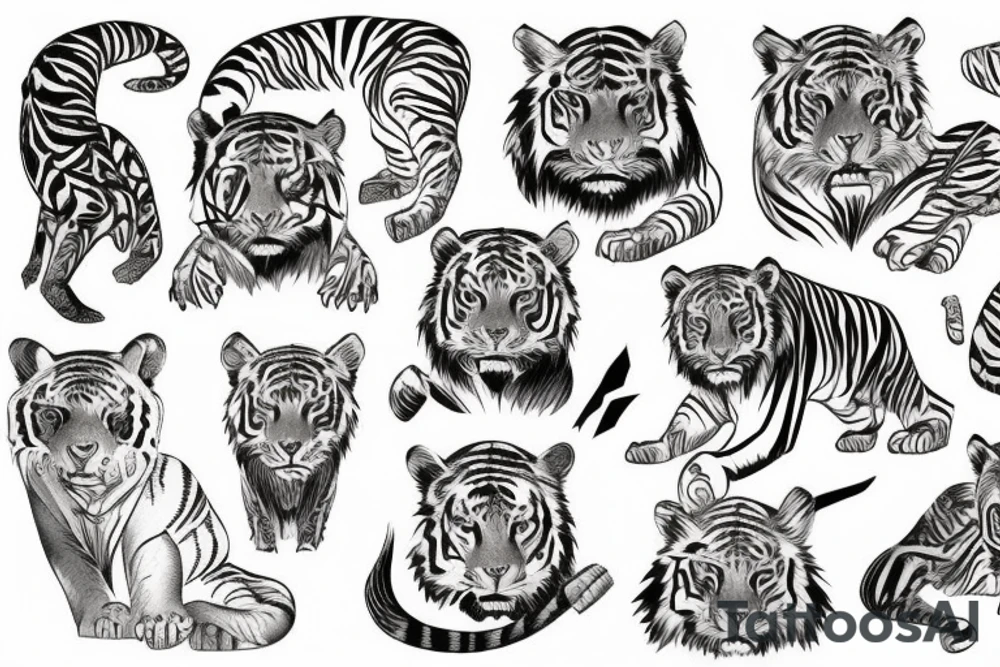 a forest with a ttigre coming out of it tattoo idea