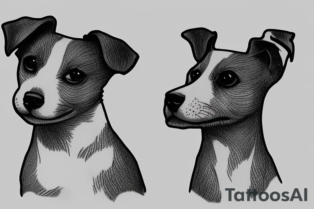 Jack Russell terrier in the field of forget-me-nots tattoo idea
