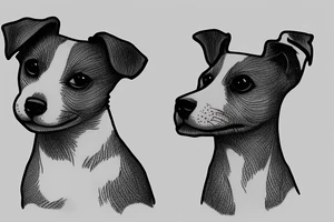 Jack Russell terrier in the field of forget-me-nots tattoo idea