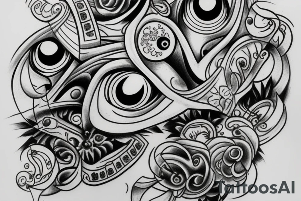20 eyes connected tattoo idea