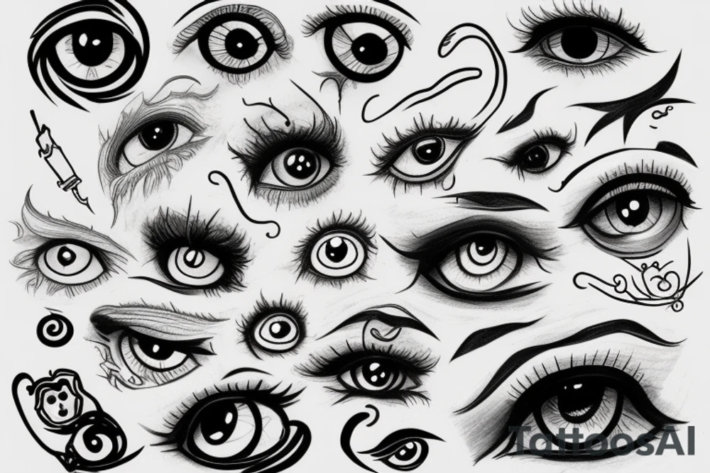 20 eyes connected tattoo idea