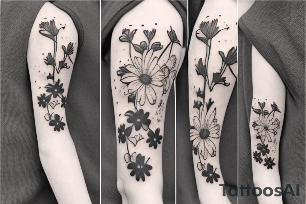 Jack Russell terrier in the field of forget-me-nots tattoo idea