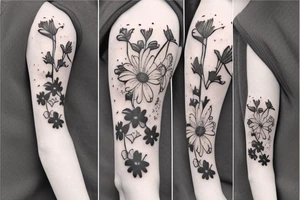 Jack Russell terrier in the field of forget-me-nots tattoo idea