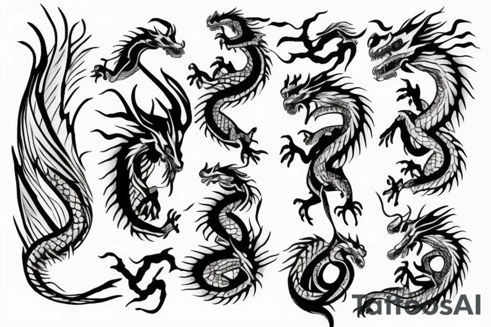 dragon water fire tattoo idea