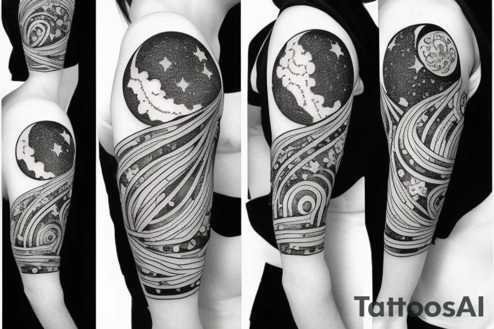 Moon with stars tattoo idea
