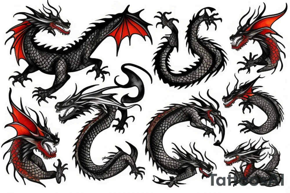 dragon water fire tattoo idea