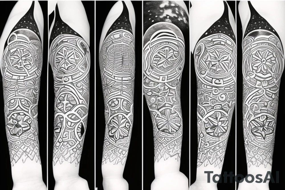Moon with stars tattoo idea