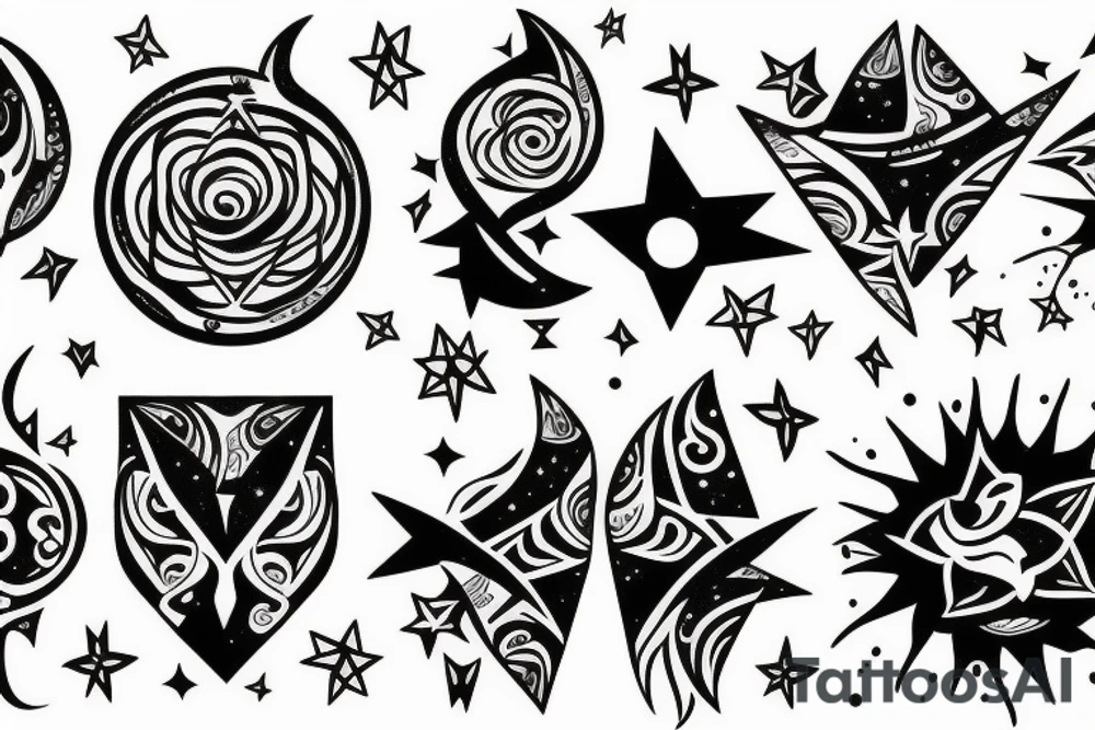 Moon with stars tattoo idea