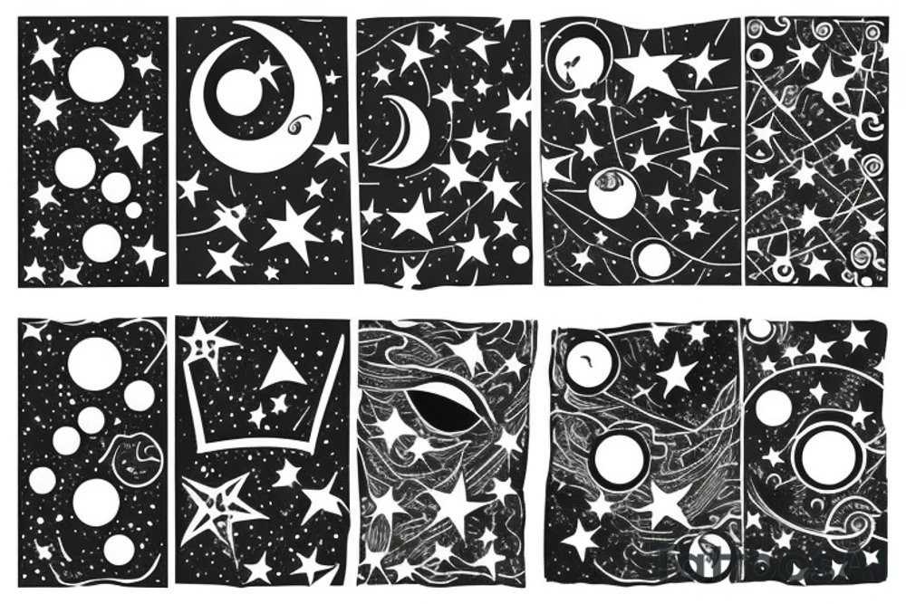 Moon with stars tattoo idea