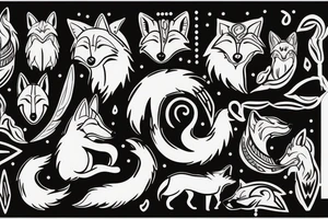 Wolf and fox in Egyptian style tattoo idea