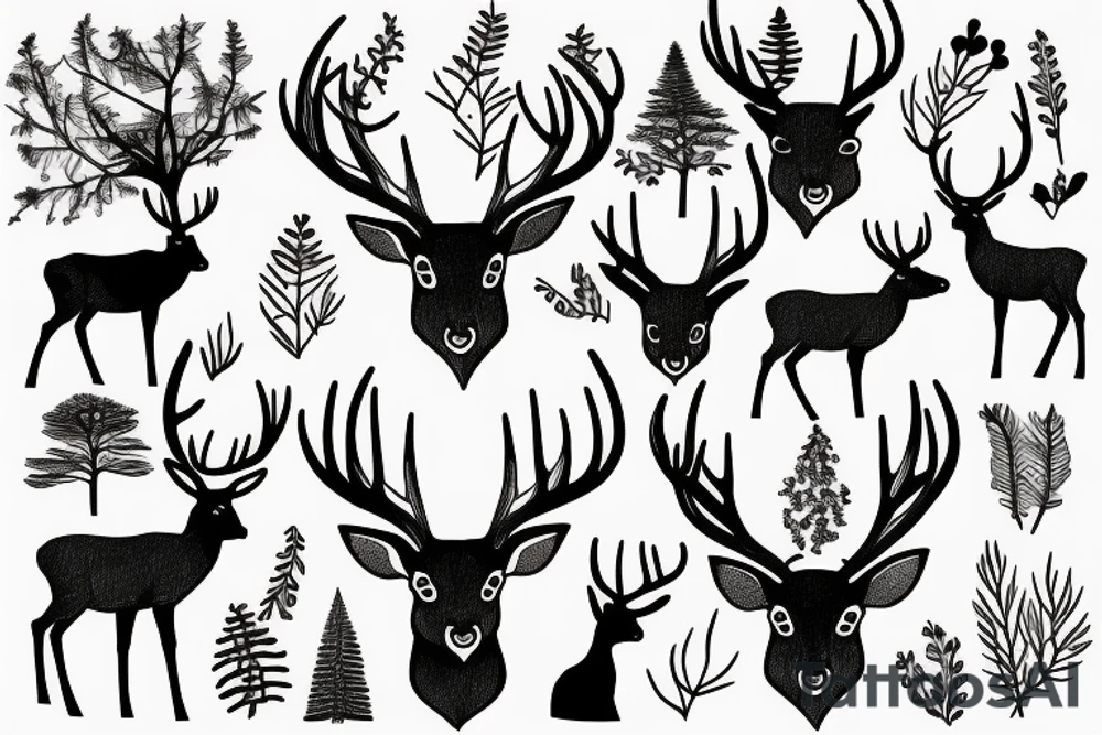 deer in the forest tattoo idea