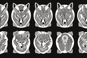Wolf and fox in Egyptian style tattoo idea