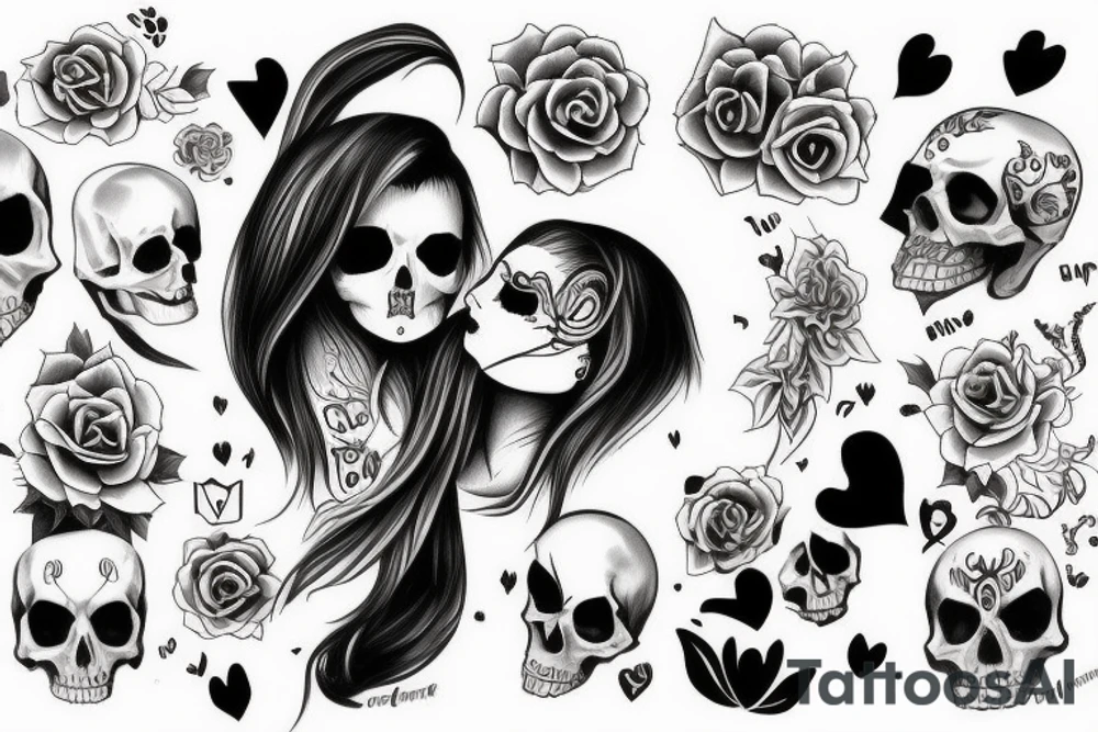 Girl in love with death, love, tendance tattoo idea