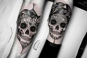 Girl in love with skeleton, love, tendance tattoo idea