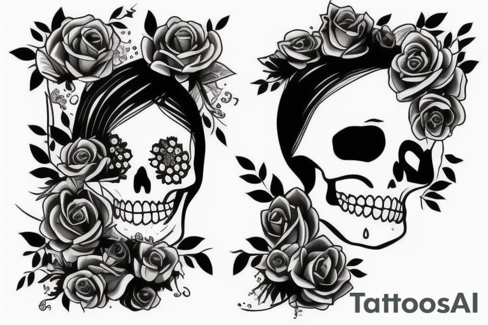 Girl in love with skeleton, love, tendance tattoo idea