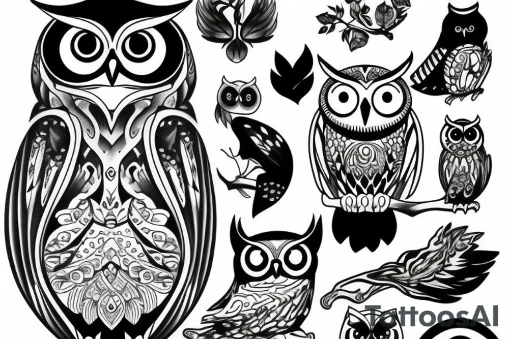 owl in fire tattoo idea