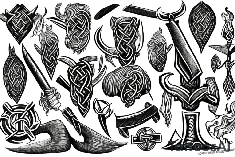 Scandinavian mythology symbol viking hammer tattoo idea