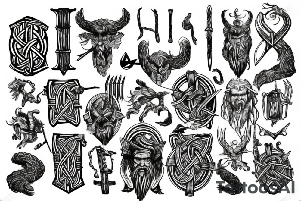 Scandinavian mythology symbol viking hammer tattoo idea