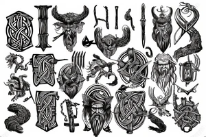 Scandinavian mythology symbol viking hammer tattoo idea