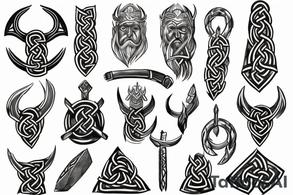 Scandinavian gods symbol viking hammer tattoo idea