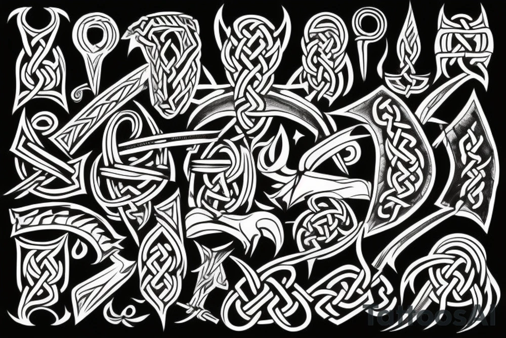 Scandinavian gods symbol viking hammer tattoo idea