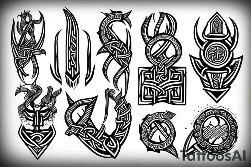 Scandinavian gods symbol viking hammer tattoo idea
