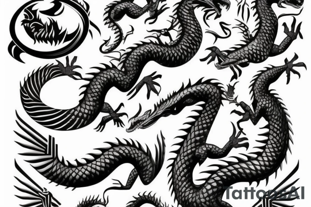 Scandinavian dragon 
symbol viking hammer tattoo idea