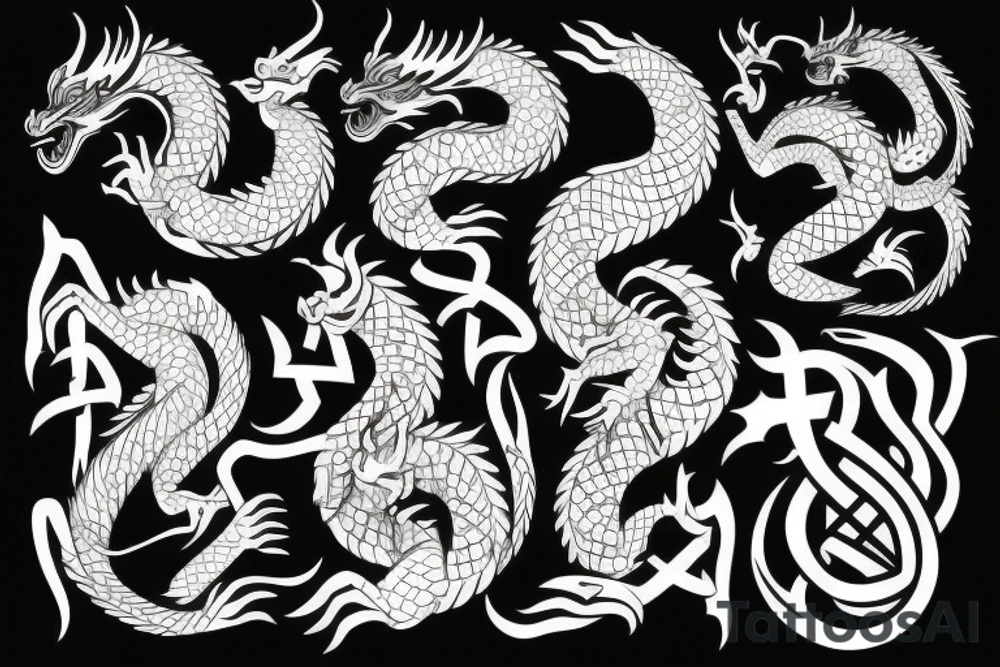 Scandinavian dragon 
symbol viking hammer tattoo idea