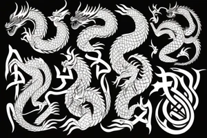 Scandinavian dragon 
symbol viking hammer tattoo idea