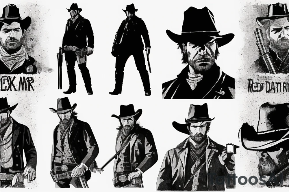arthur morgan from red dead redemption 2 in high quality tattoo idea