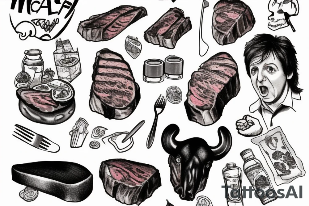 paul mccartney eating steak tattoo idea