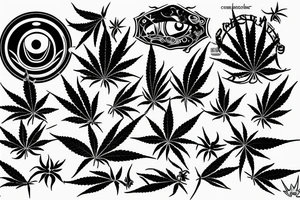 cannabis board, blue eye in the center tattoo idea