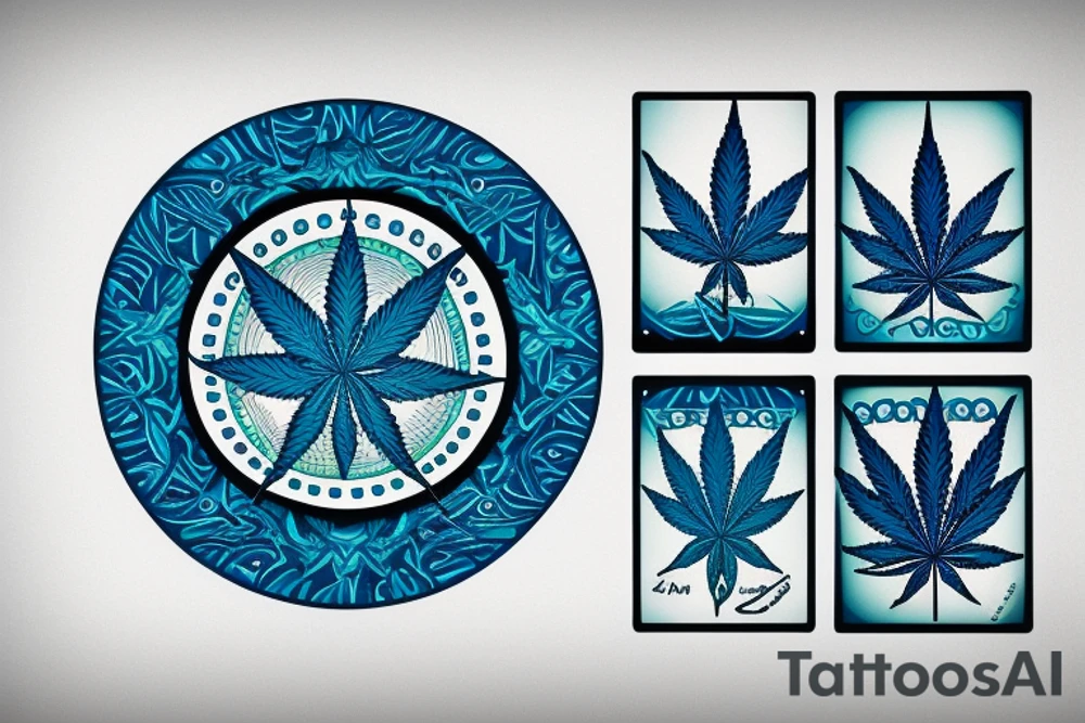 cannabis board, blue eye in the center tattoo idea