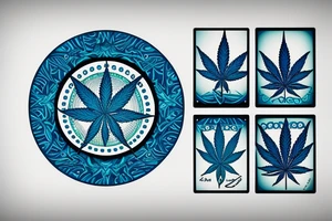 cannabis board, blue eye in the center tattoo idea