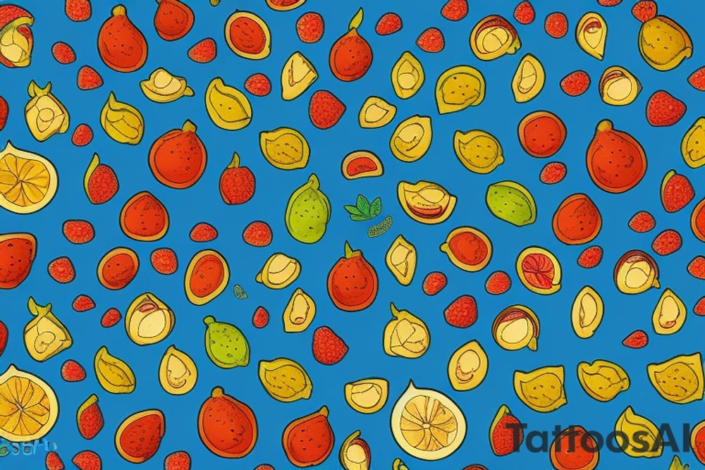 cannabis fruit, blue eye in the center tattoo idea